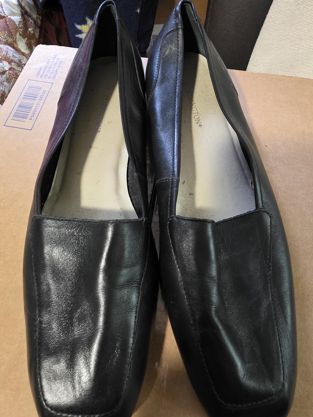 Worthington Black Leather Slip-On Flats